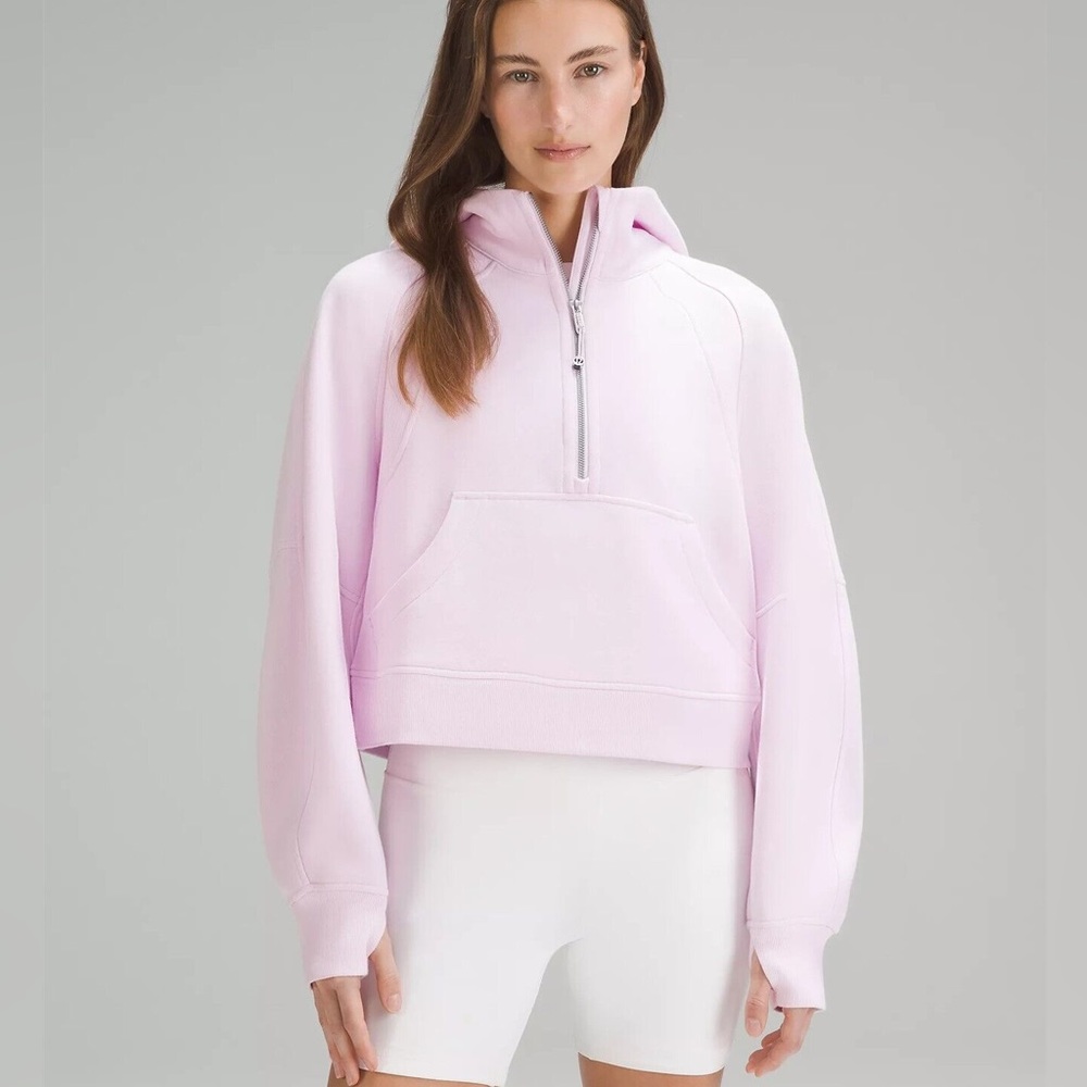 lululemon athletica Light Pink Quarter-Zip Cropped Hoodie